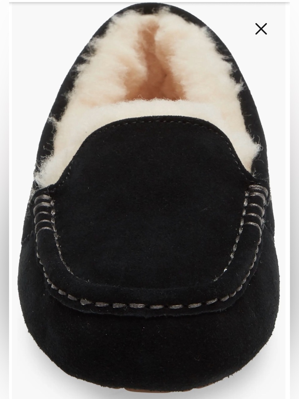 UGG Women's Ansley Moccasin Slippers in black suede with a plush wool lining NWT - Picture 10 of 11